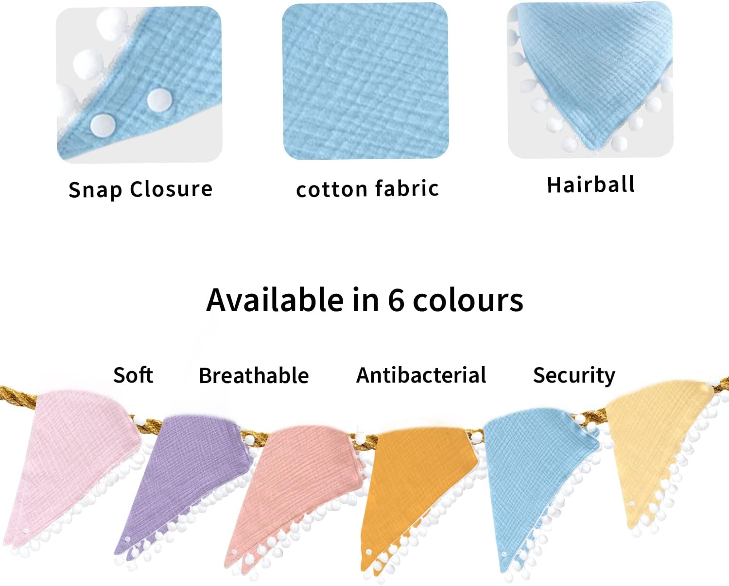 Mccotwe Muslin Baby Bibs Drool Teething Bibs Lap-shoulder Cloths Bibs 8-Layer Organic Cotton for Unisex Boys Girls Adjustable - Image 3